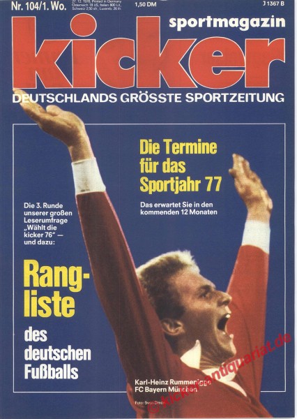 KARL-HEINZ RUMMENIGGE, RANGLISTE DES DEUTSCHEN FUSSBALLS! 1977