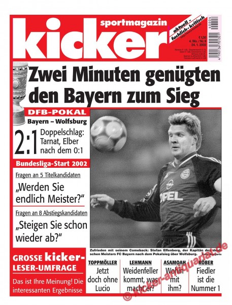 DFB POKAL 2002: Bayern - Wolfsburg 2:1. Bayern Kapitän Stefan Effenberg.