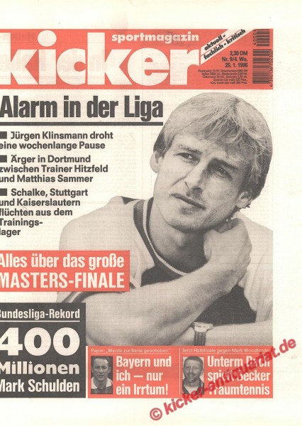 Kicker Sportmagazin Nr. 9, 25.1.1996 bis 31.1.1996
