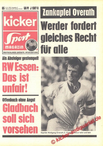 Kicker Sportmagazin Nr. 65, 13.8.1970 bis 19.8.1970