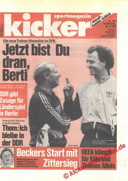 Kicker Sportmagazin Nr. 97, 30.11.1989 bis 6.12.1989