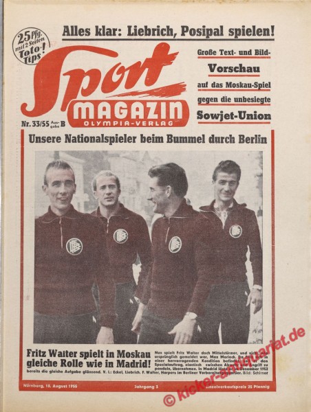 Sportmagazin Nr. 33B, 18.8.1955 bis 24.8.1955
