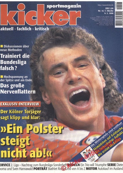 Kicker Sportmagazin Nr. 14, 9.2.1998 bis 15.2.1998