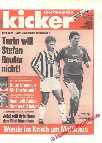 Kicker Sportmagazin Nr. 11, 7.2.1991 bis 13.2.1991