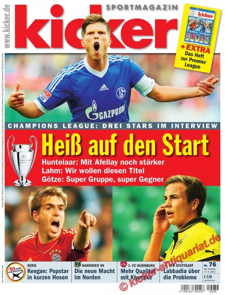 Kicker Sportmagazin Nr. 76, 17.9.2012 bis 23.9.2012