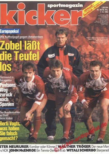 Kicker Sportmagazin Nr. 98, 7.12.1992 bis 13.12.1992