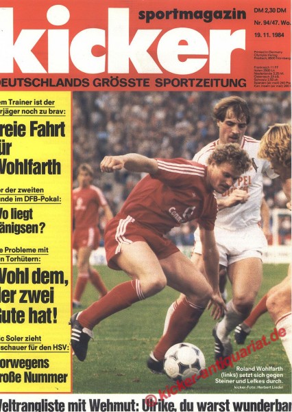 Kicker Sportmagazin Nr. 94, 19.11.1984 bis 25.11.1984