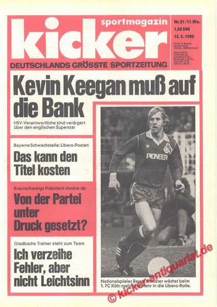 Kicker Sportmagazin Nr. 21, 13.3.1980 bis 19.3.1980
