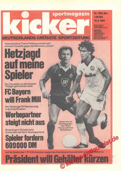 Kicker Sportmagazin Nr. 15, 19.2.1981 bis 25.2.1981