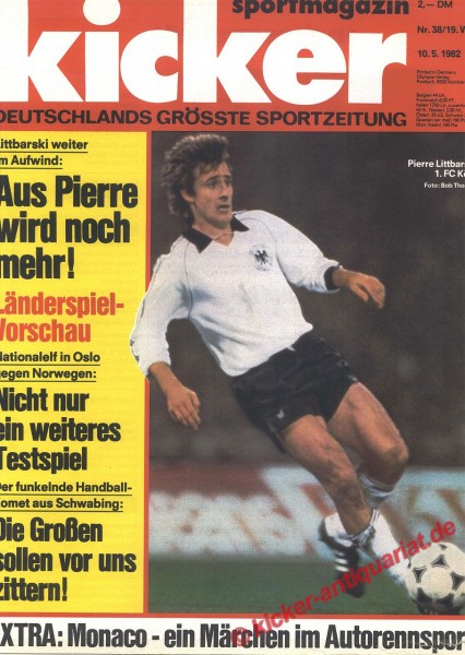 Kicker Sportmagazin Nr. 38, 10.5.1982 bis 16.5.1982