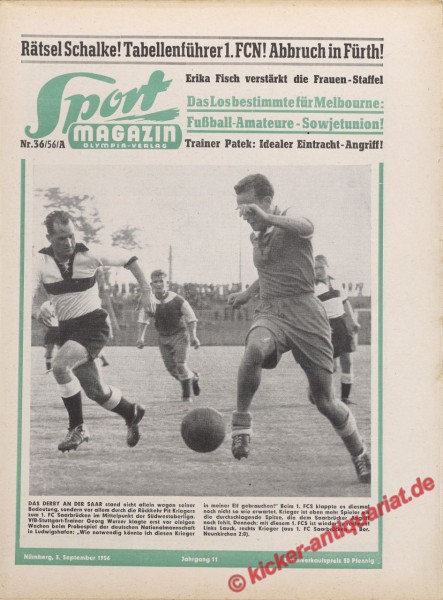 Sportmagazin Nr. 36A, 3.9.1956 bis 9.9.1956