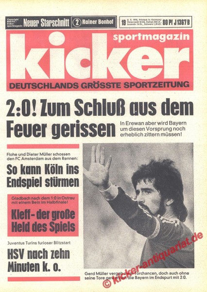 Kicker Sportmagazin Nr. 19, 6.3.1975 bis 12.3.1975