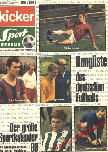 Kicker Sportmagazin Nr. 105, 30.12.1968 bis 5.1.1969