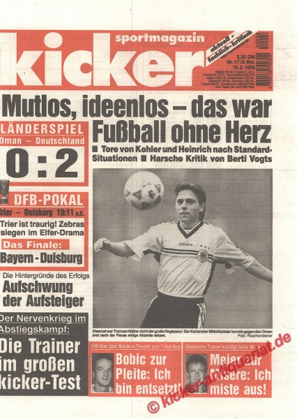 Kicker Sportmagazin Nr. 17, 19.2.1998 bis 25.2.1998