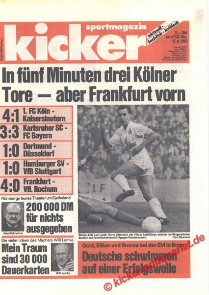 Kicker Schlagzeile: In fünf Minuten drei Kölner Tore - aber Frankfurt vorn.
