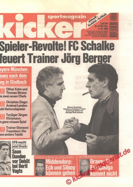 Kicker Sportmagazin Nr. 81, 3.10.1996 bis 9.10.1996