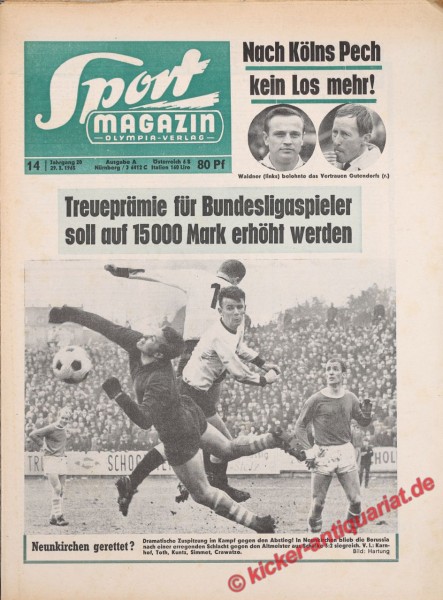 Original alte Zeitung Kicker - das Sportmagazin vom 5.4.1965