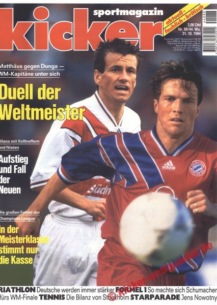 Kicker Sportmagazin Nr. 88, 31.10.1994 bis 6.11.1994