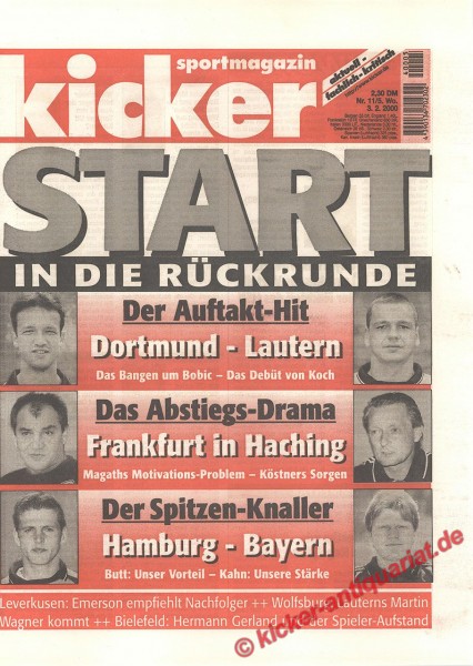Kicker Sportmagazin Nr. 11, 3.2.2000 bis 9.2.2000