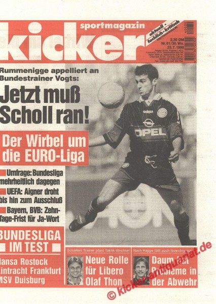Kicker Sportmagazin Nr. 61, 23.7.1998 bis 29.7.1998