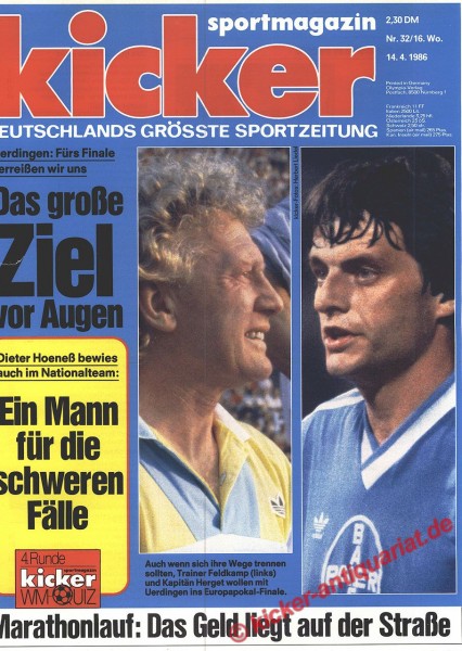 Kicker Sportmagazin Nr. 32, 14.4.1986 bis 20.4.1986