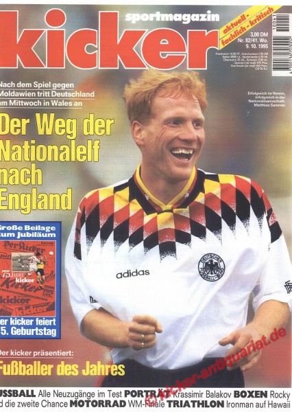 Kicker Sportmagazin Nr. 82, 9.10.1995 bis 15.10.1995