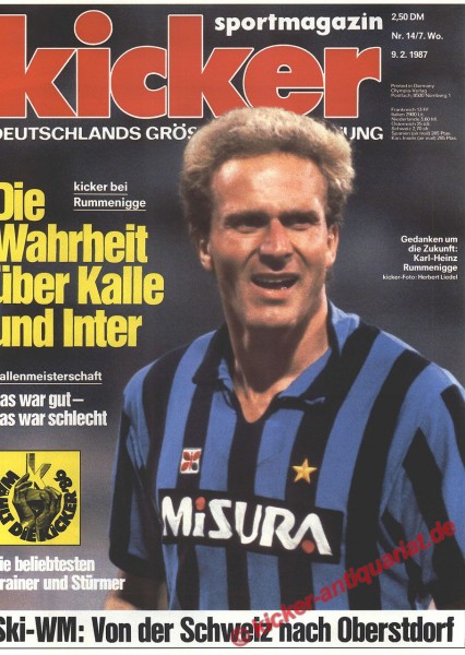 Kicker Sportmagazin Nr. 14, 9.2.1987 bis 15.2.1987