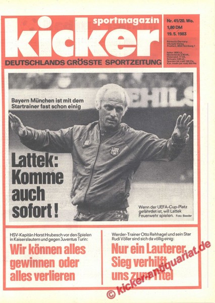Kicker Sportmagazin Nr. 41, 19.5.1983 bis 25.5.1983