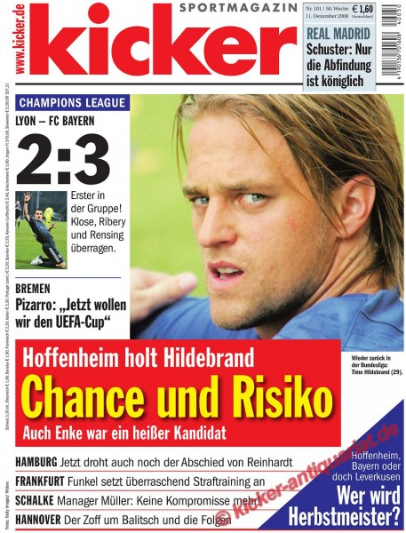 Kicker Sportmagazin Nr. 101, 11.12.2008 bis 17.12.2008