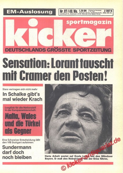 Kicker Sportmagazin Nr. 97, 1.12.1977 bis 7.12.1977