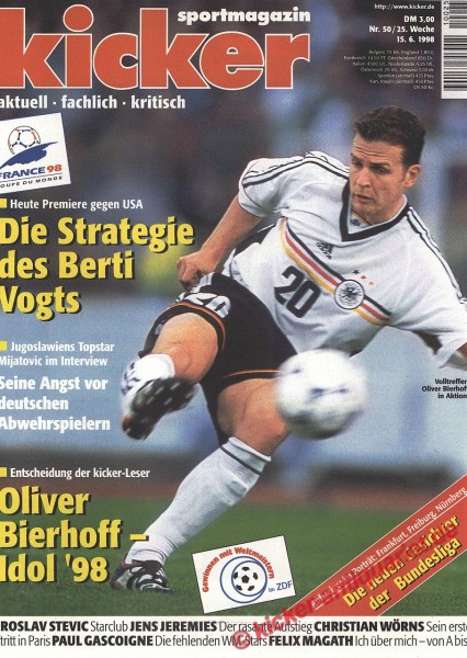 Kicker Sportmagazin Nr. 50, 15.6.1998 bis 21.6.1998