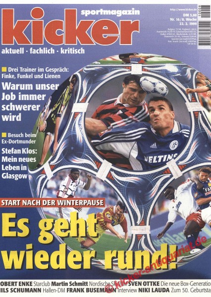 Kicker Sportmagazin Nr. 16, 22.2.1999 bis 28.2.1999