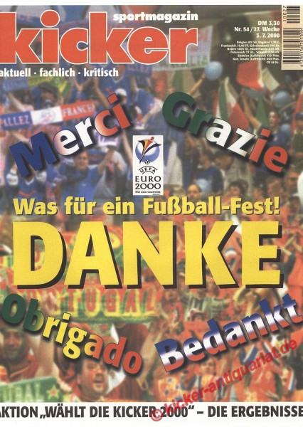 Kicker Sportmagazin Nr. 54, 3.7.2000 bis 9.7.2000
