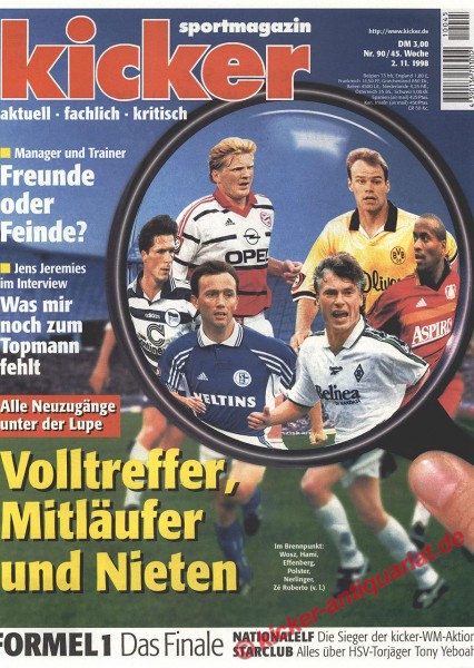 Kicker Sportmagazin Nr. 90, 2.11.1998 bis 8.11.1998