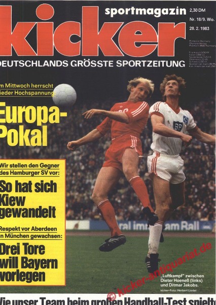 Kicker Sportmagazin Nr. 18, 28.2.1983 bis 6.3.1983