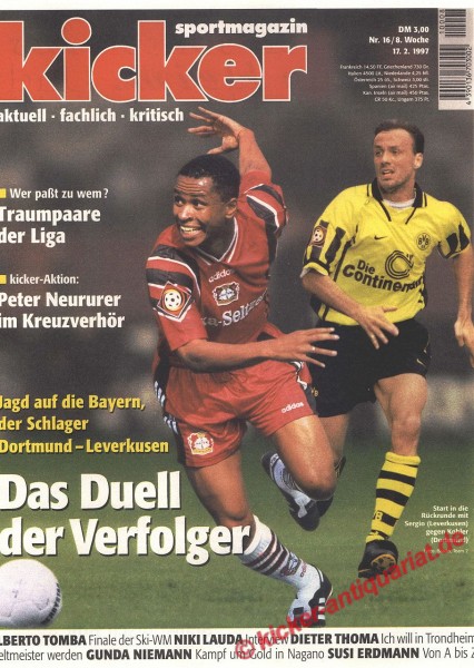 Kicker Sportmagazin Nr. 16, 17.2.1997 bis 23.2.1997