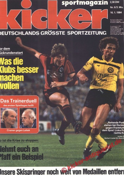 Kicker Sportmagazin Nr. 6, 16.1.1984 bis 22.1.1984