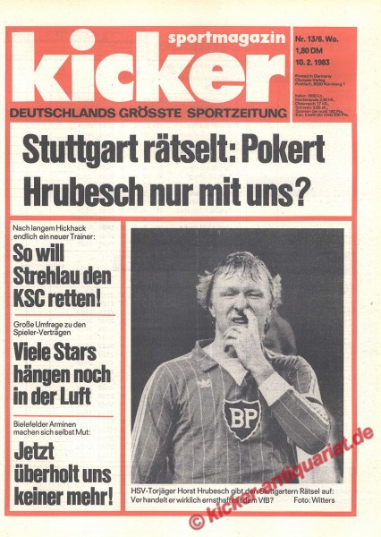 Kicker Sportmagazin Nr. 13, 10.2.1983 bis 16.2.1983