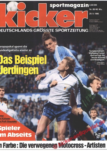 Kicker Sportmagazin Nr. 80, 29.9.1986 bis 5.10.1986