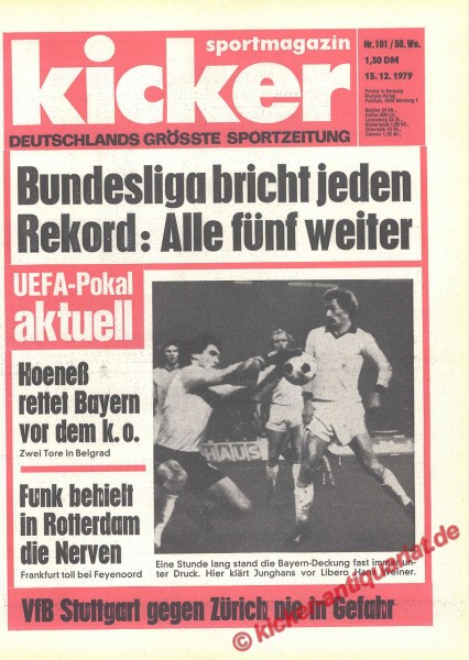 Kicker Sportmagazin Nr. 101, 13.12.1979 bis 19.12.1979