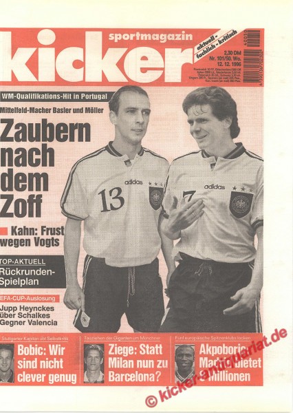 Kicker Sportmagazin Nr. 101, 12.12.1996 bis 18.12.1996
