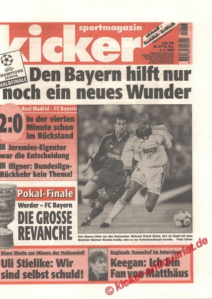 Kicker Sportmagazin Nr. 37, 4.5.2000 bis 10.5.2000