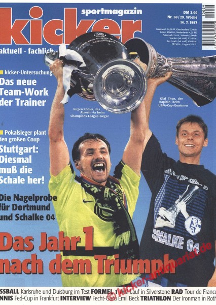 Kicker Sportmagazin Nr. 58, 14.7.1997 bis 20.7.1997