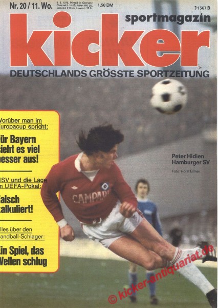 Kicker Sportmagazin Nr. 20, 8.3.1976 bis 14.3.1976