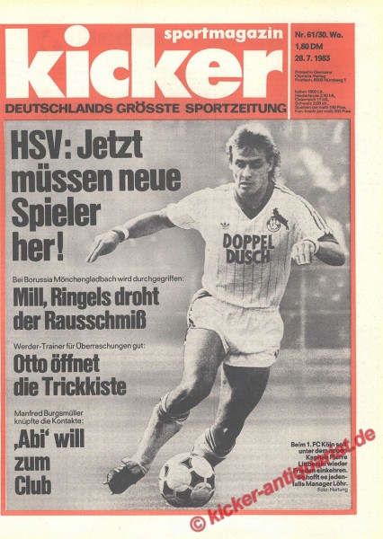 Kicker Sportmagazin Nr. 61, 28.7.1983 bis 3.8.1983