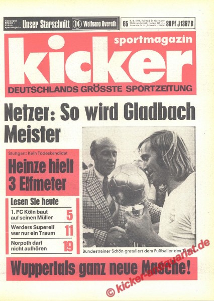 Kicker Sportmagazin Nr. 65, 9.8.1973 bis 15.8.1973
