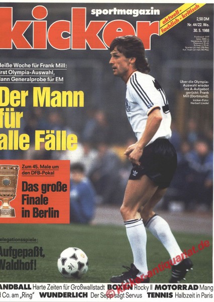 Kicker Sportmagazin Nr. 44, 30.5.1988 bis 5.6.1988