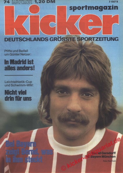 Kicker Sportmagazin Nr. 74, 10.9.1973 bis 16.9.1973