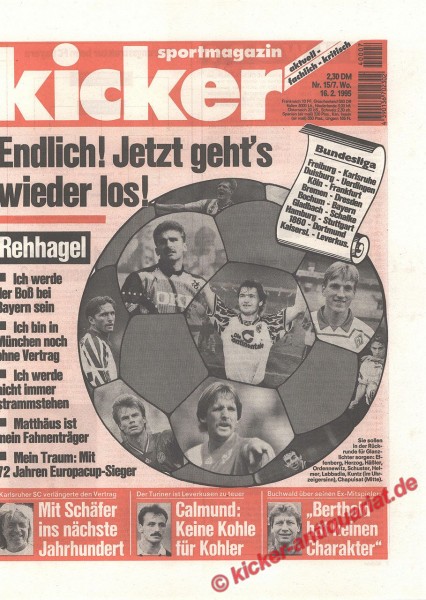 Kicker Sportmagazin Nr. 15, 16.2.1995 bis 22.2.1995