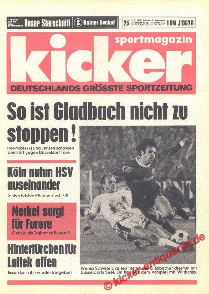 Kicker Sportmagazin Nr. 25, 27.3.1975 bis 2.4.1975